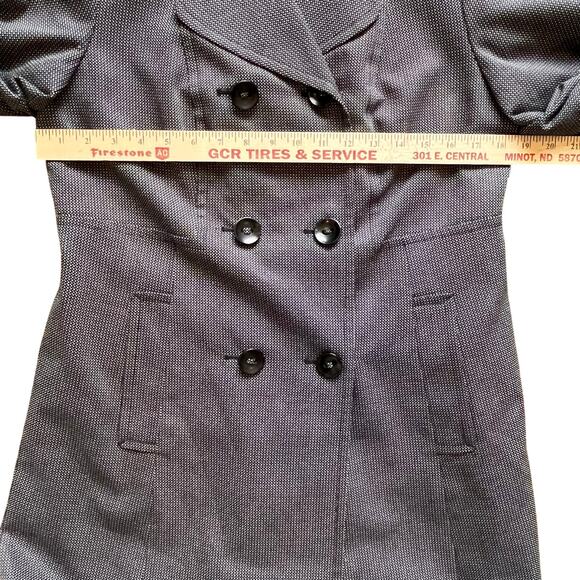 Ann Taylor Loft Jacket Pea Coat Sz Medium Black White Buttons Lined Cotton Dots - Picture 8 of 9